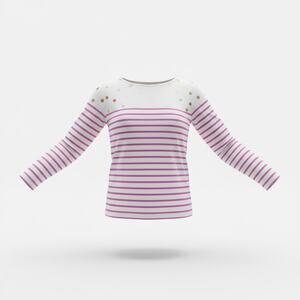 Boden Girls Long Sleeve Top Size 7–8 Purple White Striped Gold Polka Dot